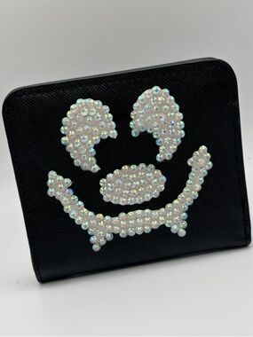 Disney Mickey Mouse Vampire Wallet Black w/ Iridescent Gems Snap Close Bifold